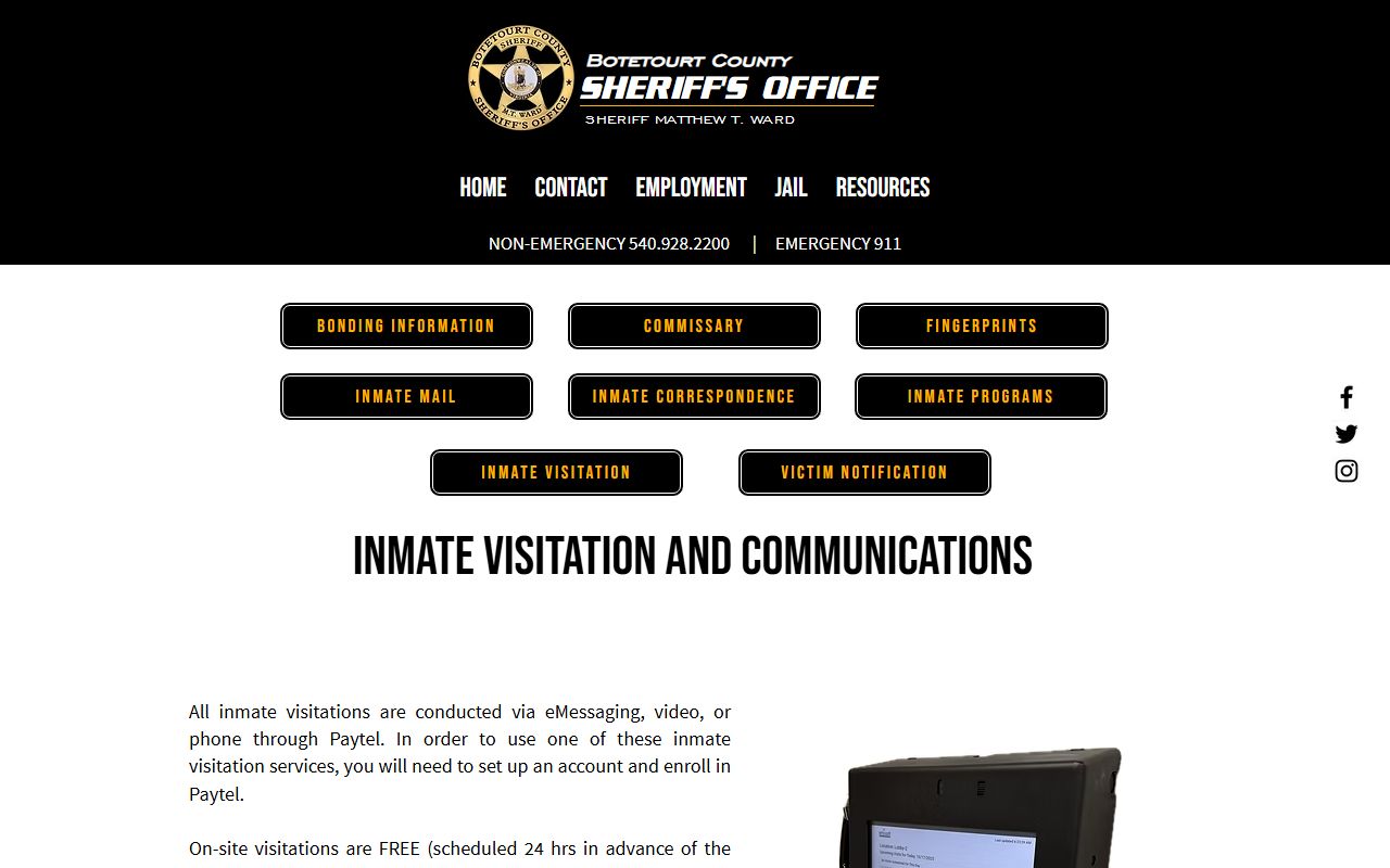 Craig County inmate records Paytel visitation schedule for regional jail